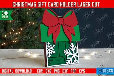 Christmas Gift Card Holder | Gift Card | Christmas Gift Idea | Greeting Card | Holidays | CNC File SVG Fly Design 