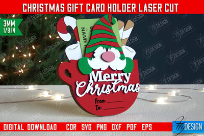 Christmas Gift Card Holder | Gift Card | Christmas Gift Idea | Greeting Card | Holidays | CNC File SVG Fly Design 