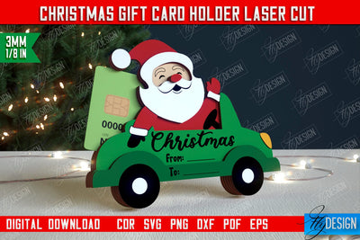 Christmas Gift Card Holder | Gift Card | Christmas Gift Idea | Greeting Card | Holidays | CNC File SVG Fly Design 