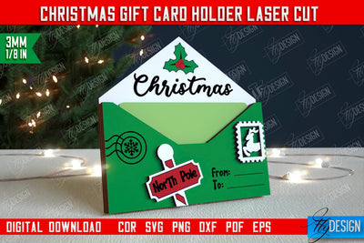 Christmas Gift Card Holder | Gift Card | Christmas Gift Idea | Greeting Card | Holidays | CNC File SVG Fly Design 