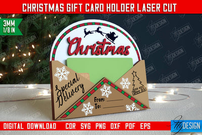Christmas Gift Card Holder | Gift Card | Christmas Gift Idea | Greeting Card | Holidays | CNC File SVG Fly Design 