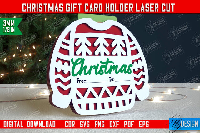 Christmas Gift Card Holder | Gift Card | Christmas Gift Idea | Greeting Card | Holidays | CNC File SVG Fly Design 