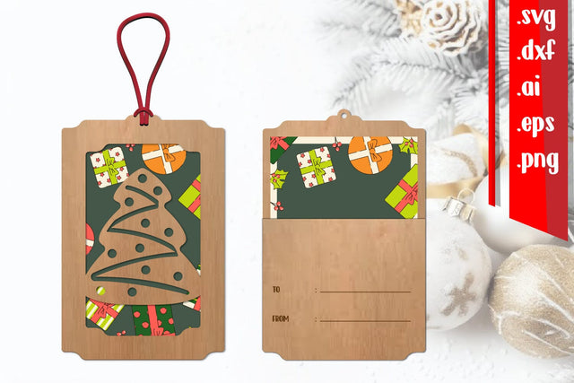 Christmas Gift Card Holder Laser cut SVG zafrans studio 