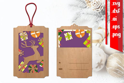 Christmas Gift Card Holder Lasercut SVG zafrans studio 