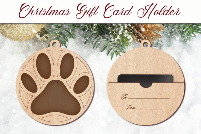 Christmas gift card holder, Layered tag with aminal paw SVG AnastasiyaArtDesign 