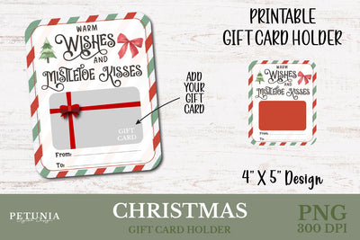 Christmas Gift Card Holder PNG Sublimation Petunia Digital Design 