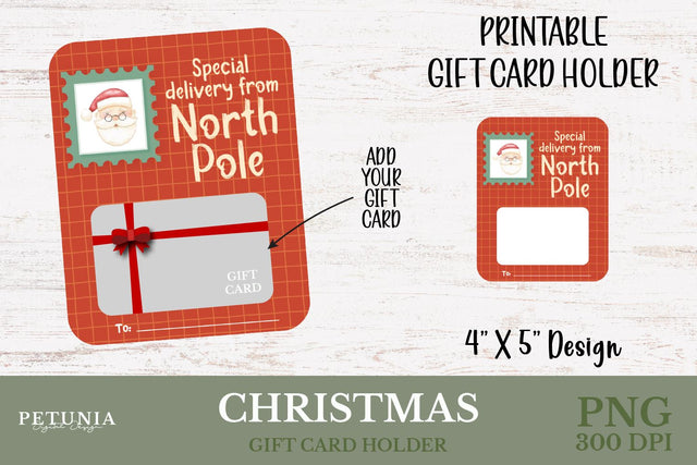 Christmas Gift Card Holder PNG Sublimation Petunia Digital Design 