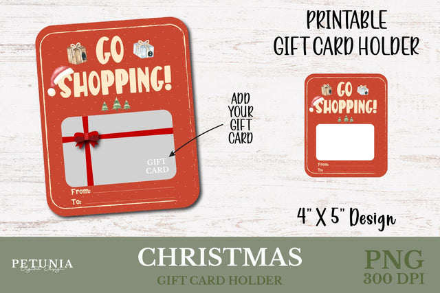 Christmas Gift Card Holder PNG Sublimation Petunia Digital Design 