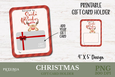 Christmas Gift Card Holder PNG Sublimation Petunia Digital Design 
