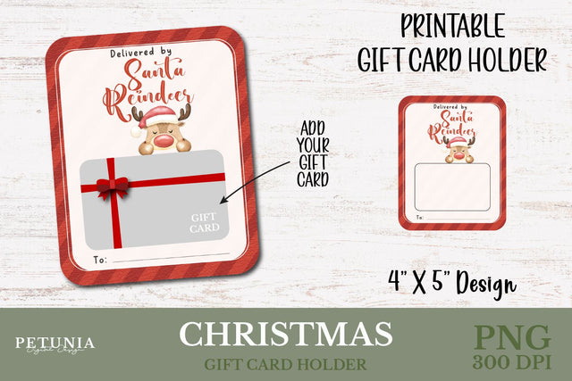 Christmas Gift Card Holder PNG Sublimation Petunia Digital Design 