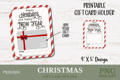 Christmas Gift Card Holder PNG Sublimation Petunia Digital Design 