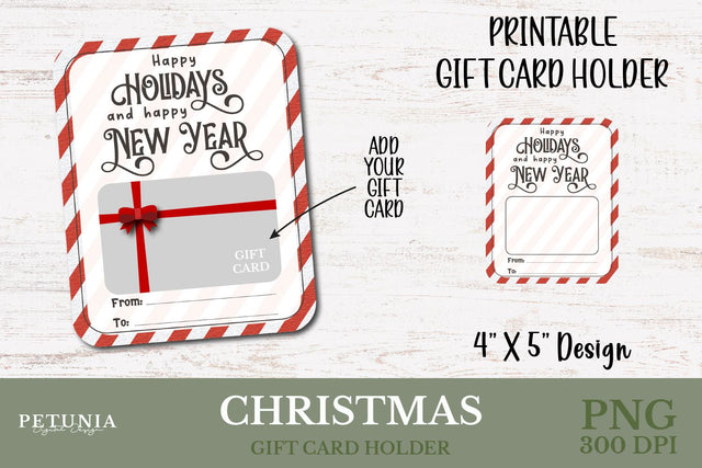 Christmas Gift Card Holder PNG Sublimation Petunia Digital Design 