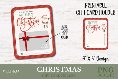 Christmas Gift Card Holder PNG Sublimation Petunia Digital Design 