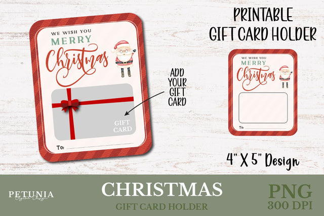 Christmas Gift Card Holder PNG Sublimation Petunia Digital Design 
