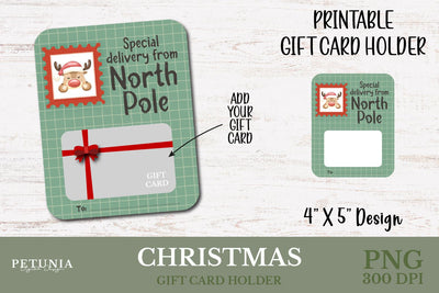 Christmas Gift Card Holder PNG Sublimation Petunia Digital Design 