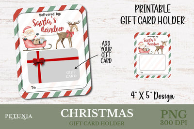Christmas Gift Card Holder PNG Sublimation Petunia Digital Design 