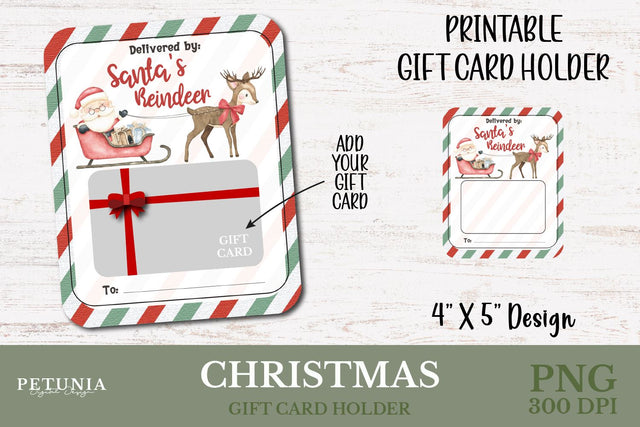Christmas Gift Card Holder PNG Sublimation Petunia Digital Design 