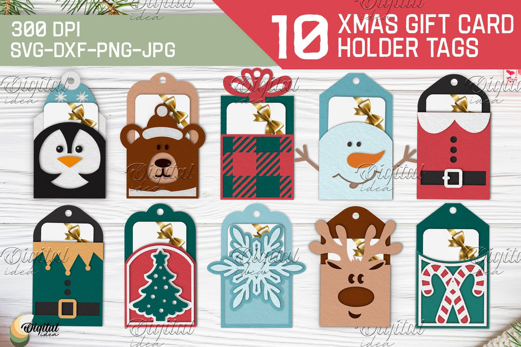 Christmas gift card holder tags bundle. 3D layered paper cut - So Fontsy christmas-gift-card-holder-tags-bundle-3d-layered-paper-cut-so-fontsy