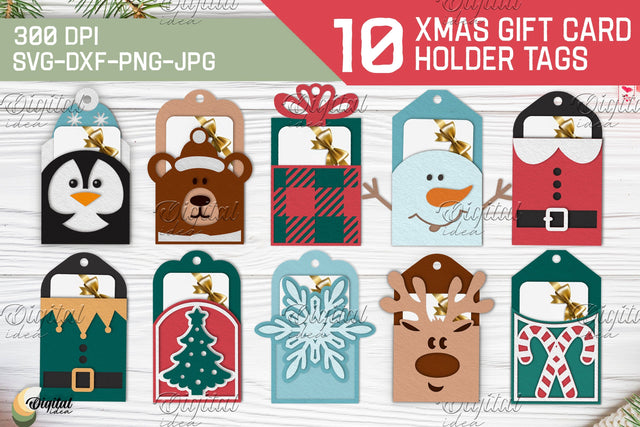 Christmas gift card holder tags bundle. 3D layered paper cut 3D Paper Evgenyia Guschina 