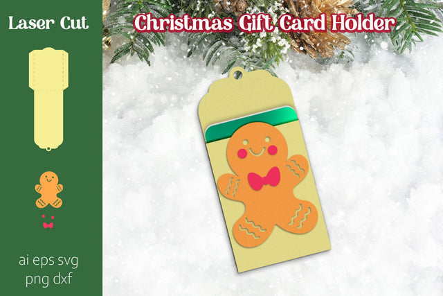 Christmas gift card holder with gingerbread svg papercut 3D Paper AnastasiyaArtDesign 