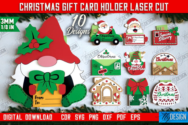 Christmas Gift Card Holders Bundle | Gift Card | Christmas Gift Idea | Greeting Card | Holidays | CNC Files SVG Fly Design 