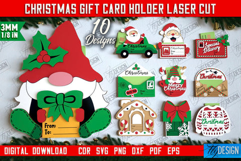 Christmas Gift Card Holders Bundle | Gift Card | Christmas Gift Idea | Greeting Card | Holidays | CNC Files SVG Fly Design 