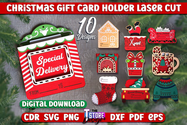 Christmas Gift Cards Bundle | Christmas Gift Idea | Greeting Card | Holidays | CNC Files SVG The T Store Design 