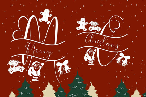 Christmas Gift Monogram Font Prasetya Letter 