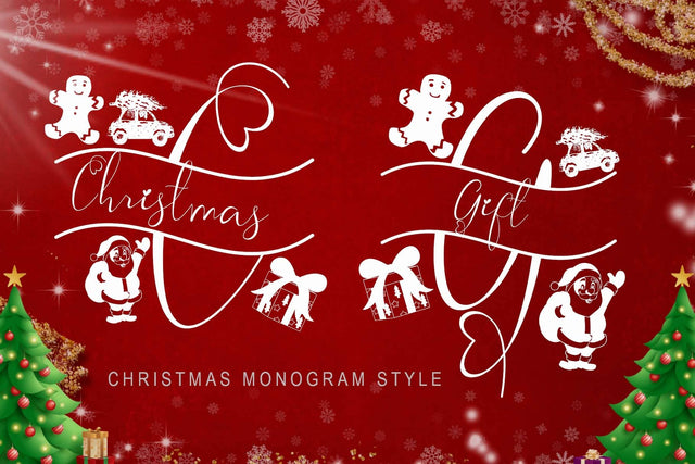 Christmas Gift Monogram Font Prasetya Letter 