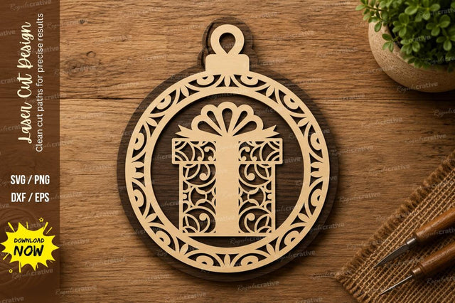 Christmas Gift Ornament Laser Cut SVG Design SVG Regulrcrative 