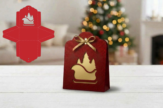 Christmas Gift Paper Bags, Christmas Gift Packaging, Paper cut Goodie Bags SVG zafrans studio 