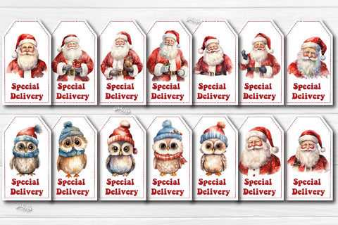 Christmas gift tag Bundle printable template Christmas tag Santa clipart Special Delivery Merry Christmas PNG Sublimation Createya Design 