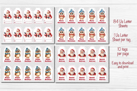 Christmas gift tag Bundle printable template Christmas tag Santa clipart Special Delivery Merry Christmas PNG Sublimation Createya Design 