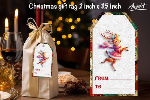 Christmas gift tag, Christmas animal images, deer PNG Sublimation Angelina Semenova 