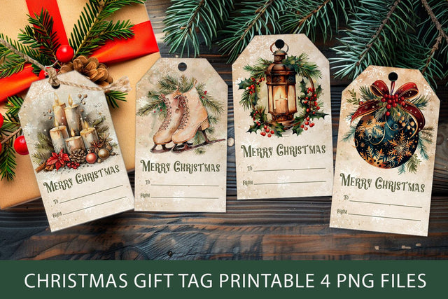 christmas gift tag, junk journal christmas tags Sublimation KMarinaDesign 