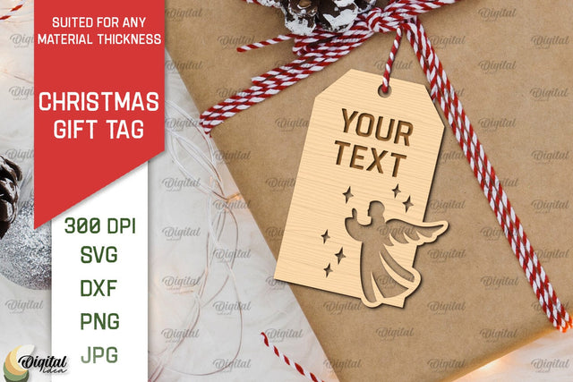 Christmas Gift Tag Laser Cut. Merry Christmas SVG Design SVG Evgenyia Guschina 