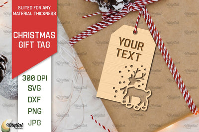Christmas Gift Tag Laser Cut. Merry Christmas SVG Design SVG Evgenyia Guschina 