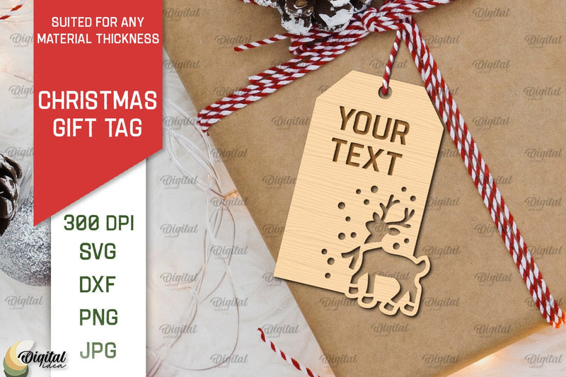 Christmas Gift Tag Laser Cut. Merry Christmas SVG Design SVG Evgenyia Guschina 