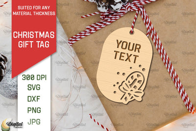Christmas Gift Tag Laser Cut. Merry Christmas SVG Design SVG Evgenyia Guschina 