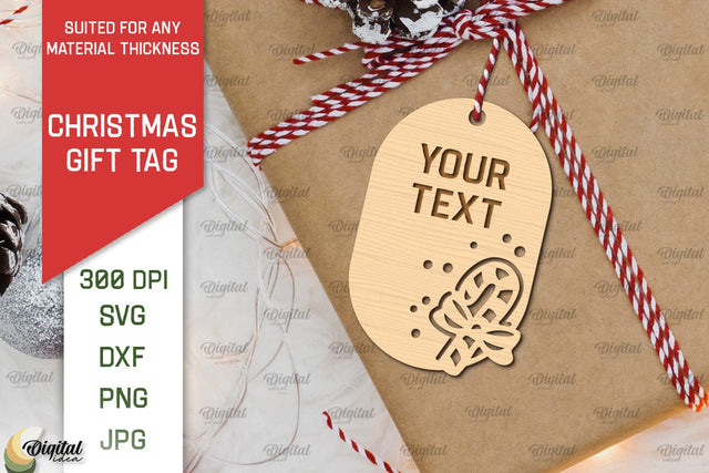 Christmas Gift Tag Laser Cut. Merry Christmas SVG Design SVG Evgenyia Guschina 