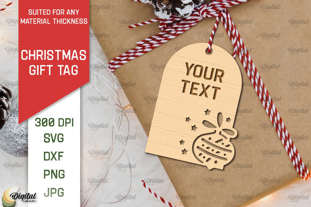 Christmas Gift Tag Laser Cut. Merry Christmas SVG Design SVG Evgenyia Guschina 