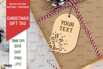 Christmas Gift Tag Laser Cut. Merry Christmas SVG Design SVG Evgenyia Guschina 