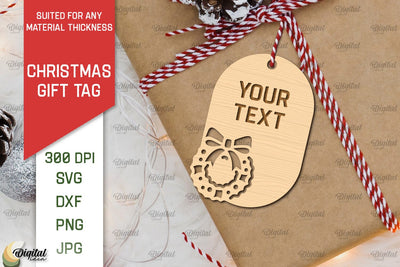 Christmas Gift Tag Laser Cut. Merry Christmas SVG Design SVG Evgenyia Guschina 