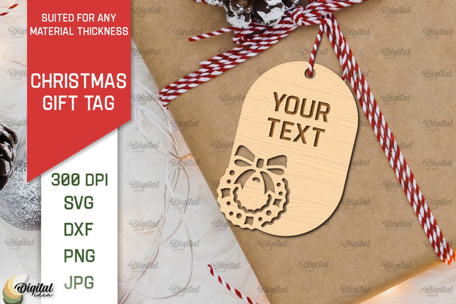 Christmas Gift Tag Laser Cut. Merry Christmas SVG Design SVG Evgenyia Guschina 
