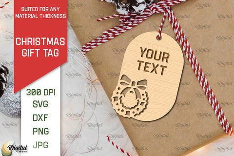 Christmas Gift Tag Laser Cut. Merry Christmas SVG Design SVG Evgenyia Guschina 