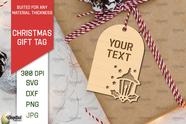 Christmas Gift Tag Laser Cut. Merry Christmas SVG Design SVG Evgenyia Guschina 