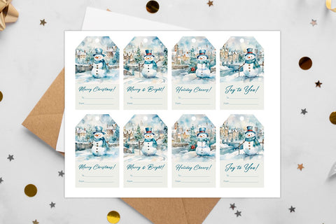 Christmas gift tag, Snowman christmas gift tag Sublimation KMarinaDesign 