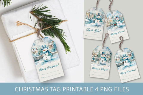 Christmas gift tag, Snowman christmas gift tag Sublimation KMarinaDesign 