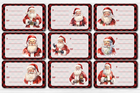 Christmas Gift Tag Stickers Bundle Christmas tag printable PNG Santa Sublimation Createya Design 