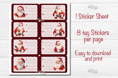 Santa Hat Monogram Stickers - Christmas Stickers - Gift Tags - So Fontsy